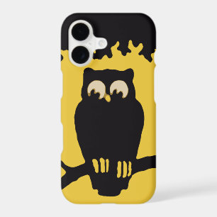 Halloween vintage, hibou effrayant dans l'arbre av