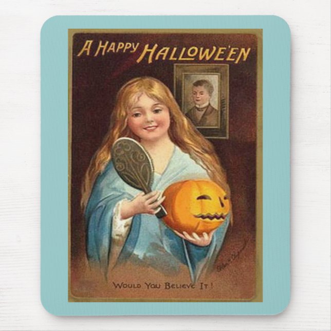 Halloween Vintage Lady With Mirror) Mouse Pad (Front)