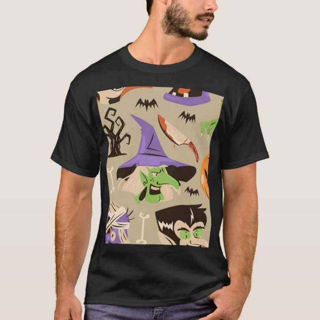 Halloween Vintage Pattern T-Shirt (Front)