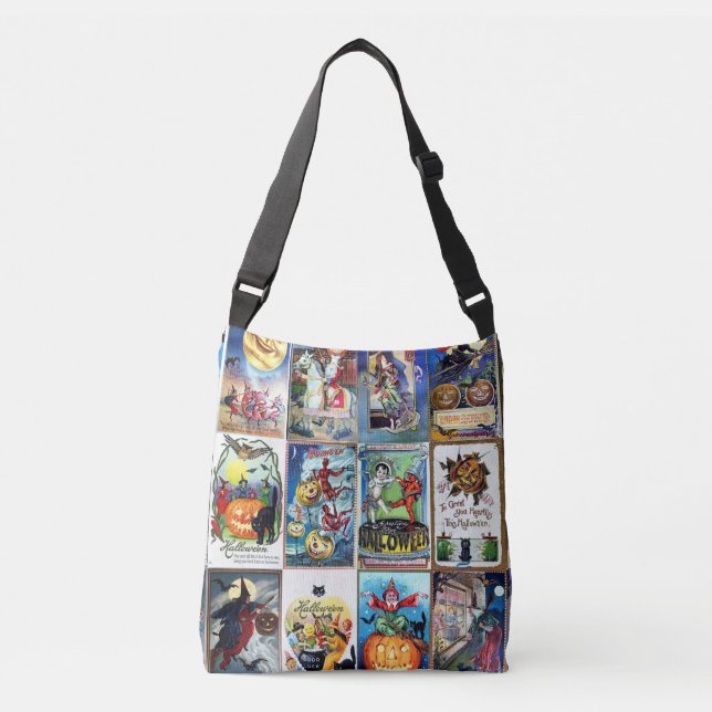 Halloween Vintage Postcard Crossbody Bag (Front)