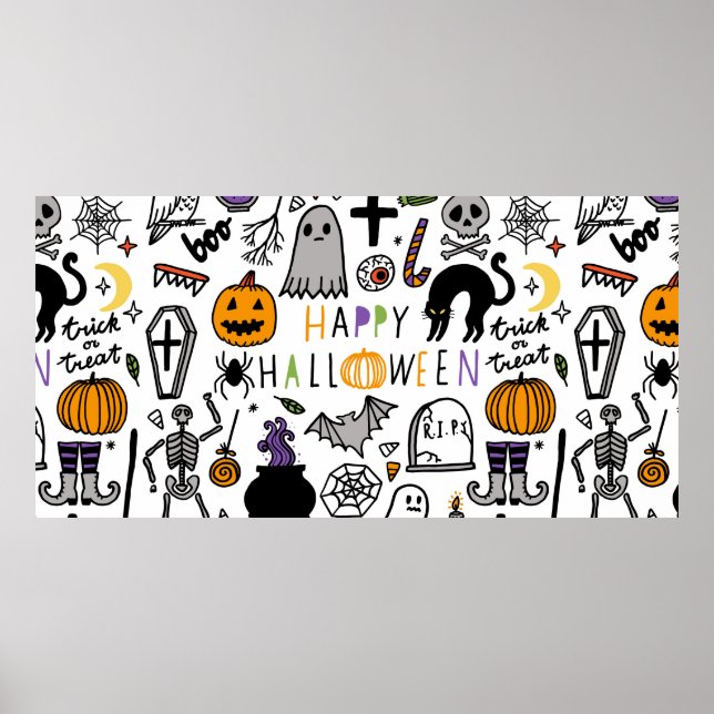Halloween vintage set. Cute halloween icon collect Poster (Front)