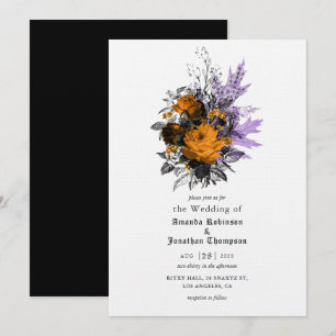 Halloween Vintage Shabby Floral Wedding Invitation
