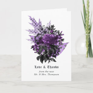 Halloween Vintage Shabby Floral Wedding Photo Thank You Card