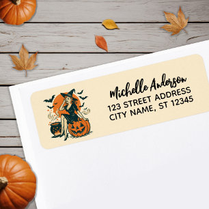 Halloween Vintage sorcière Citrouille chauve-souri