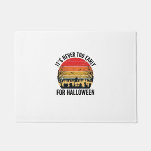 Halloween Vintage Sunset Graveyard Cat Vector Desi Doormat