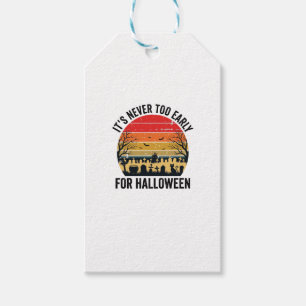 Halloween Vintage Sunset Graveyard Cat Vector Desi Gift Tags