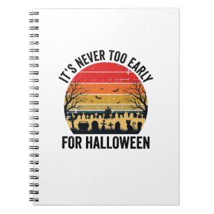 Halloween Vintage Sunset Graveyard Cat Vector Desi Notebook