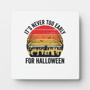 Halloween Vintage Sunset Graveyard Cat Vector Desi Plaque