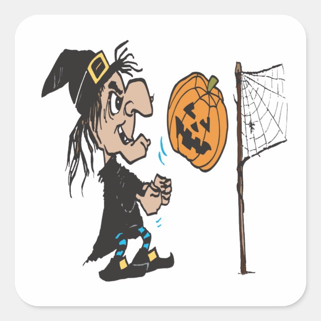 Halloween Volleyball Square Sticker (Front)