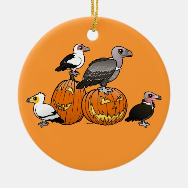 Halloween Vultures Ceramic Ornament (Front)