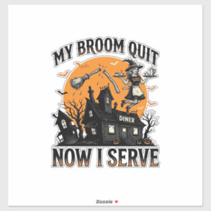 Halloween Waitress Shirt Broom Broke Humor_1