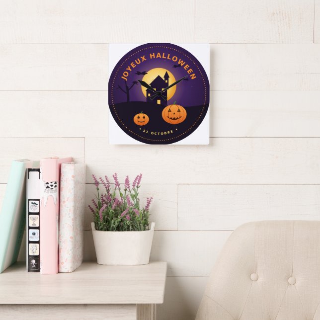 Halloween Wall Clock Haunted House Pumpkins (Reading Room)
