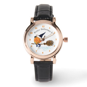 Halloween Watch Witch Pumpkin Flying Broom