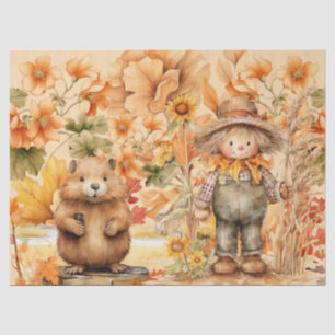 Halloween Watercolor Foliage & Scarecrow Decoupage Tissue Paper