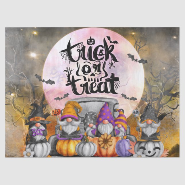 Halloween Watercolor Gnomes Tissue Paper (Front)
