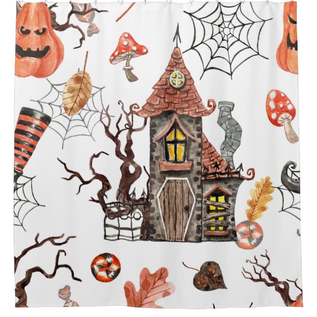 Halloween Watercolor: Haunted House Pattern. (Front)