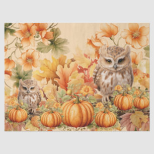Halloween Watercolor Owls & Pumpkins Decoupage Tissue Paper