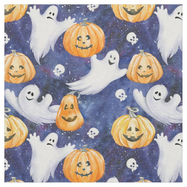 Halloween Watercolor Pattern Fabric (Close Up)