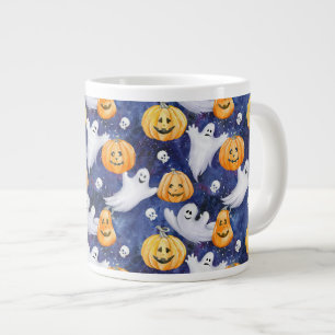 Halloween Watercolor Pattern Large Coffee Mug