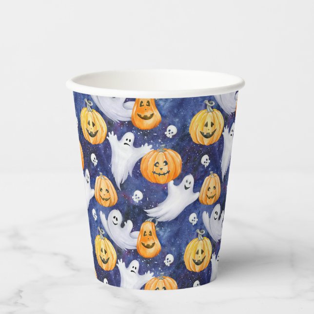 Halloween Watercolor Pattern Paper Cups (Front)