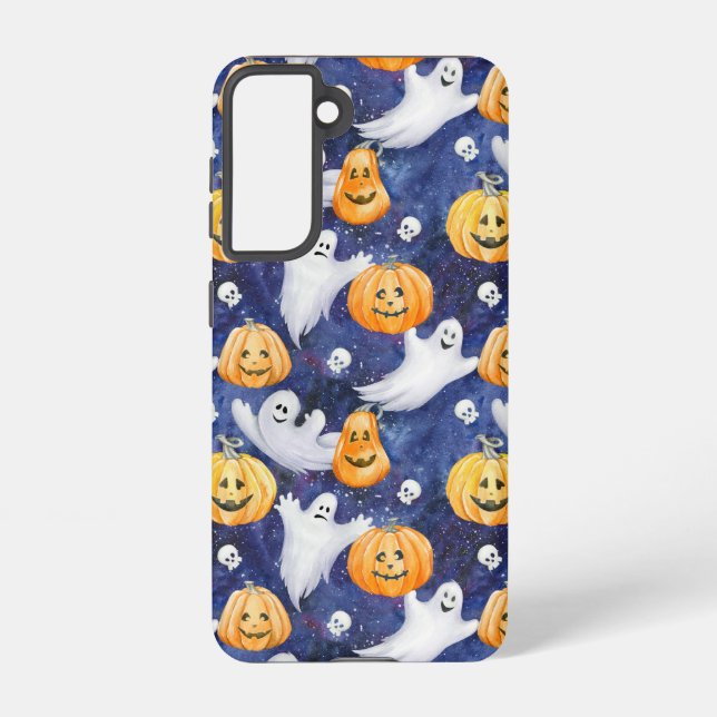 Halloween Watercolor Pattern Samsung Galaxy S21 Case (Back)