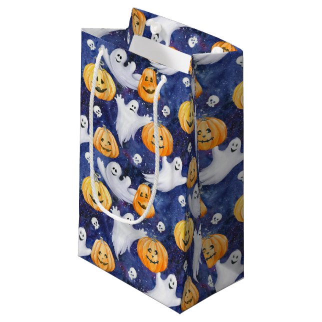 Halloween Watercolor Pattern Small Gift Bag (Front Angled)
