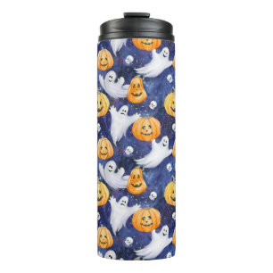 Halloween Watercolor Pattern Thermal Tumbler