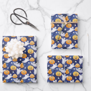 Halloween Watercolor Pattern Wrapping Paper Sheet