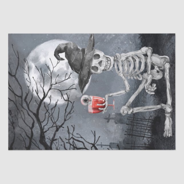 Halloween Watercolor Skeleton Tissue Paper (Front)