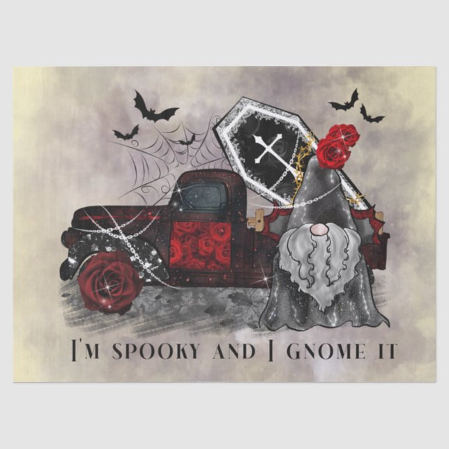Halloween Watercolor Truck Gnome Tissue Paper (Front)