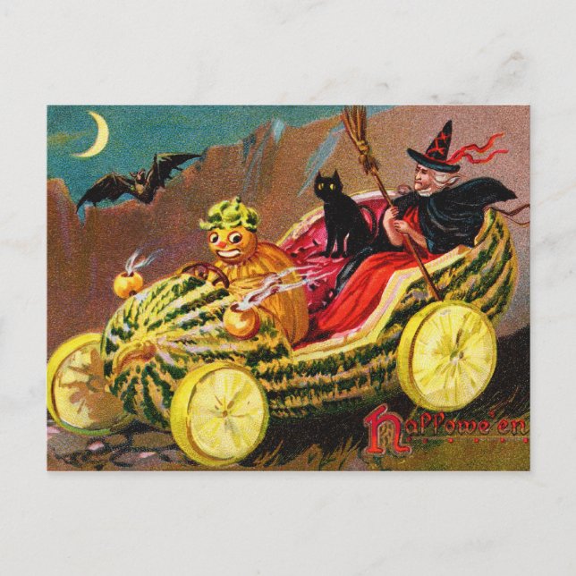 Halloween Watermelon Coach Postcard (Front)