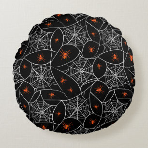 Halloween web and spiders background. round pillow