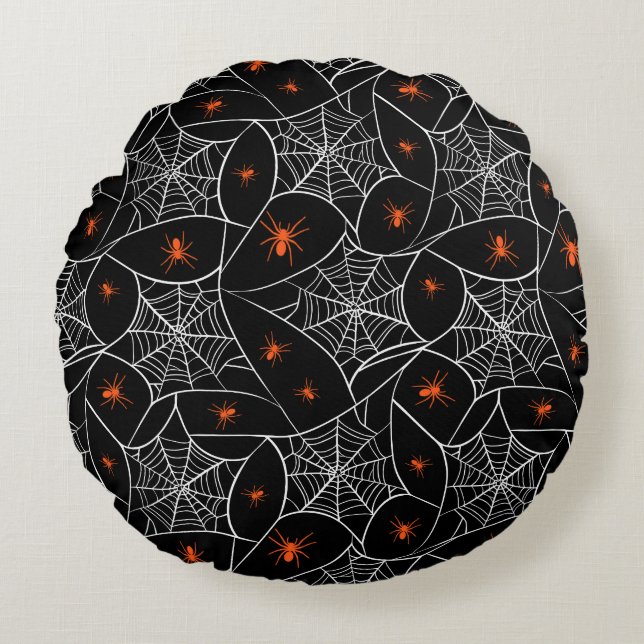 Halloween web and spiders background. round pillow (Front)
