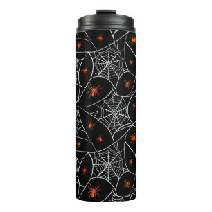Halloween web and spiders background. thermal tumbler