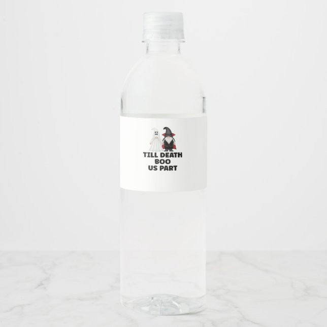 Halloween Wedding Anniversary - Till Death Boo Us  Water Bottle Label (Front)