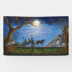 Halloween wedding banner, witch and wizard banner