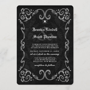 Halloween Wedding Black Gothic RECEPTION ON BACK Invitation