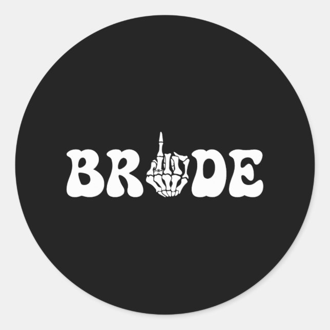 Halloween Wedding Bride Groom Skeleton Couple Matc Classic Round Sticker (Front)