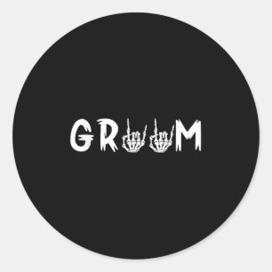 Halloween Wedding Bride Groom Skeleton Till Death Classic Round Sticker