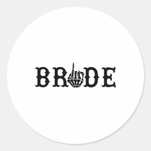 Halloween Wedding Bride Groom Skeleton Till Death Classic Round Sticker
