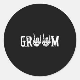 Halloween Wedding Bride Groom Skeleton Till Death Classic Round Sticker