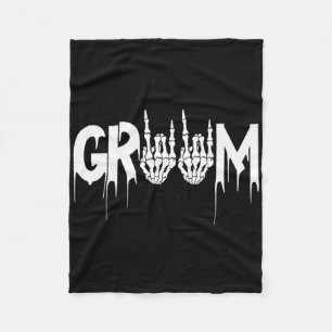 Halloween Wedding Bride Groom Skeleton Till Death Fleece Blanket