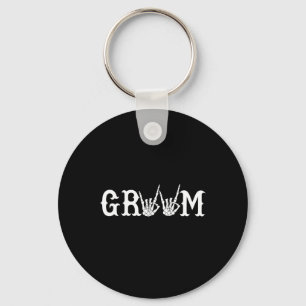 Halloween Wedding Bride Groom Skeleton Till Death Keychain