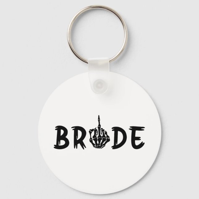 Halloween Wedding Bride Groom Skeleton Till Death  Keychain (Front)