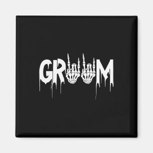 Halloween Wedding Bride Groom Skeleton Till Death Magnet