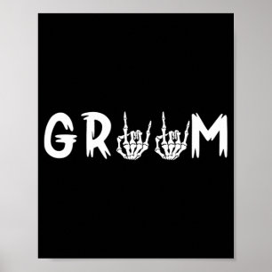 Halloween Wedding Bride Groom Skeleton Till Death  Poster
