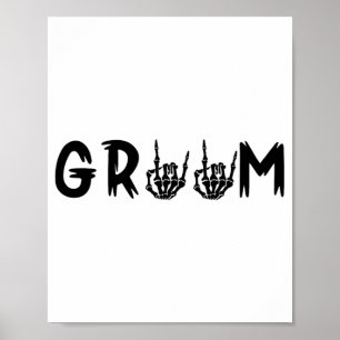 Halloween Wedding Bride Groom Skeleton Till Death  Poster