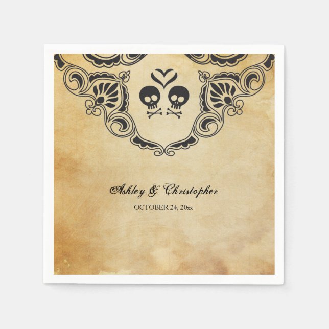 Halloween Wedding Cocktail Napkin - Gothic (Front)