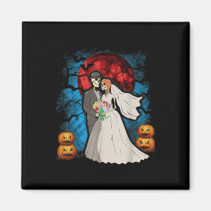 Halloween Wedding Gift Skeleton Couple Bride Groom Magnet