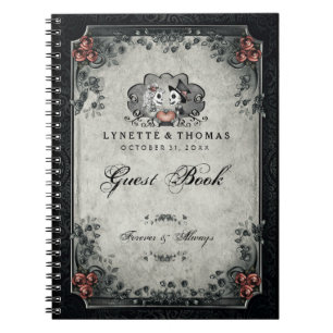 Halloween Wedding Guest Book Skeletons & Heart